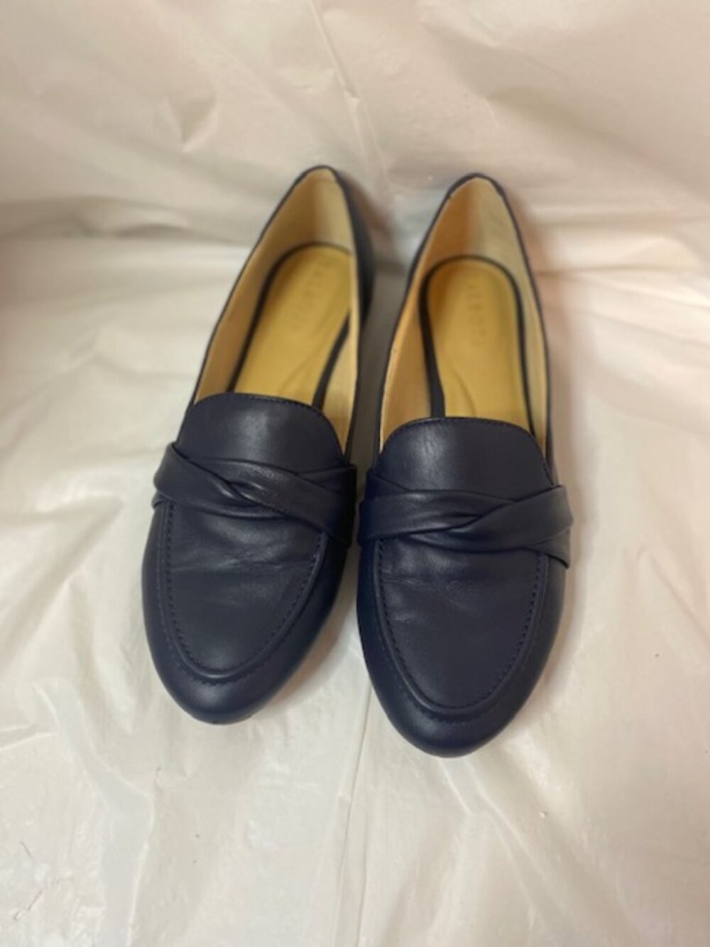 Talbots "Ryan" Twist Nappa Leather Loafers Flats Navy Blue, Women's  size 8M
